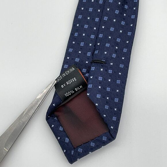 English Laundry Christopher‎ Wicks 100% Silk Blue Squares Logo Neck Tie - Picture 4 of 5
